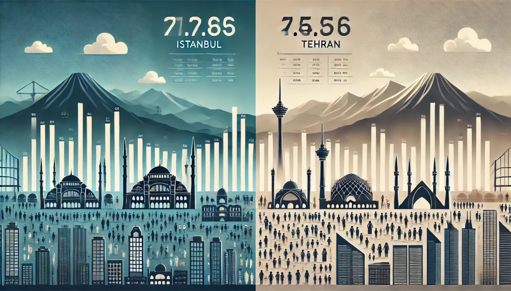 مقایسه جمعیت استانبول و تهران