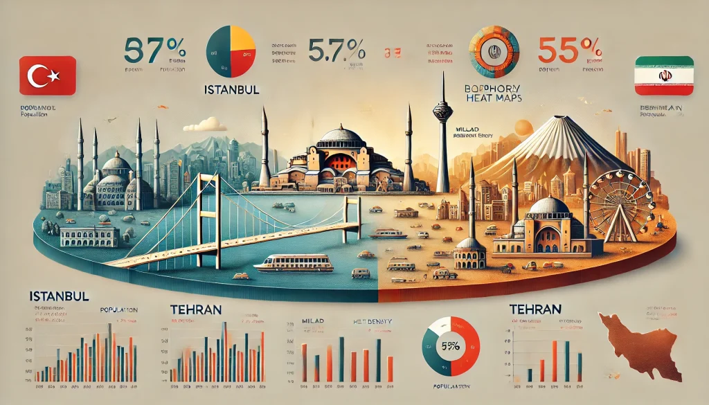 مقایسه جمعیت استانبول و تهران